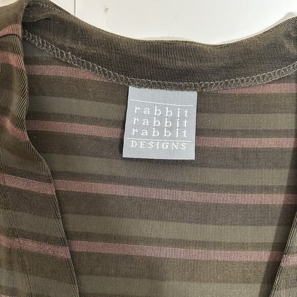 Vtg Rabbit Rabbit Rabbit 2pc Slinky Slip On Dress & Cardigan Set Striped Sz 10M - Picture 6 of 12